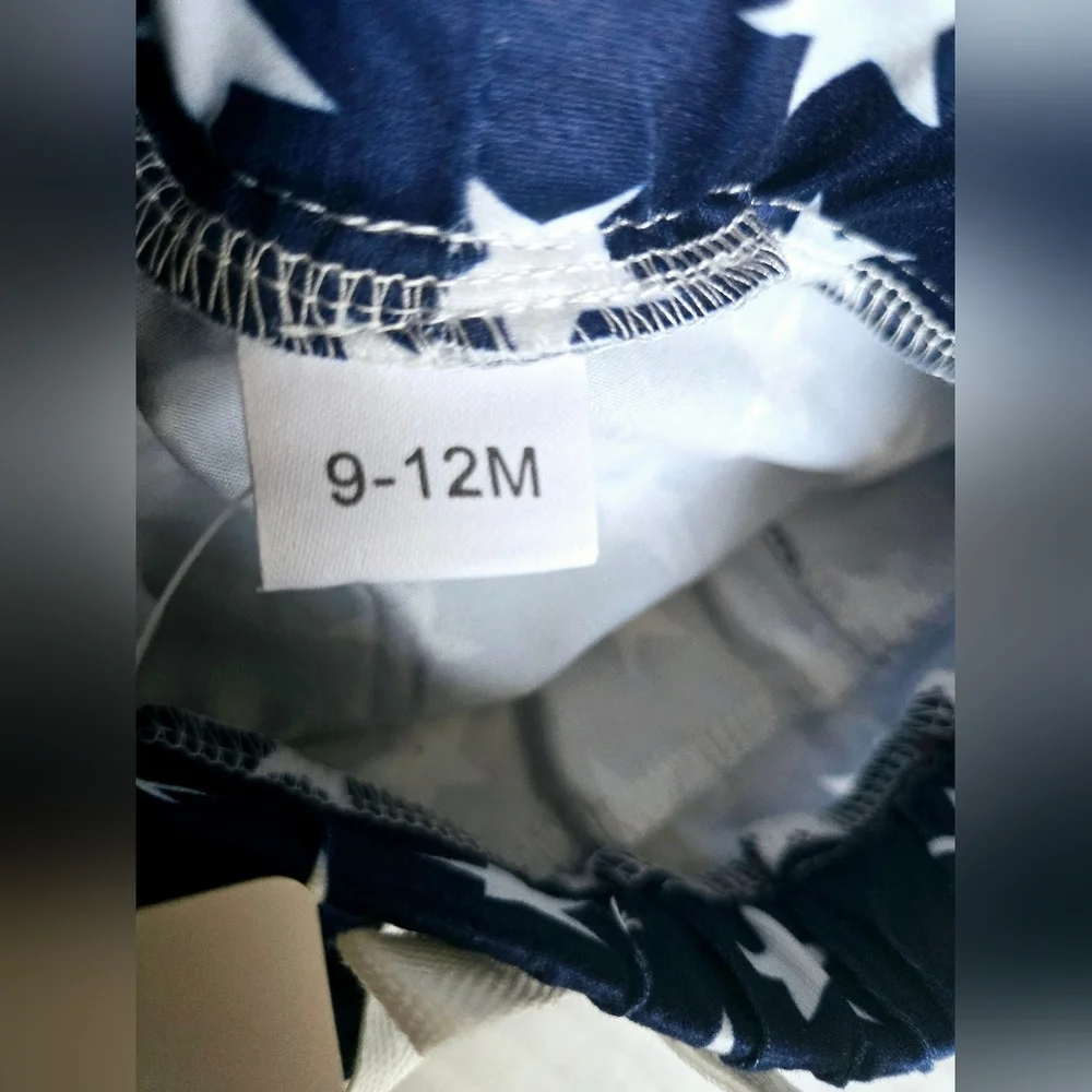 Baby Girl Patriotic USA Outfit Set Stars Stripes Red White Blue‎ 9-12 Months NWT